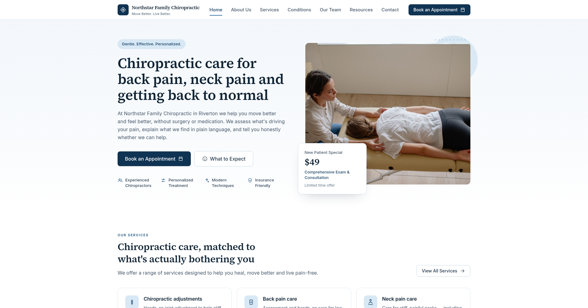 Chiropractor website design
