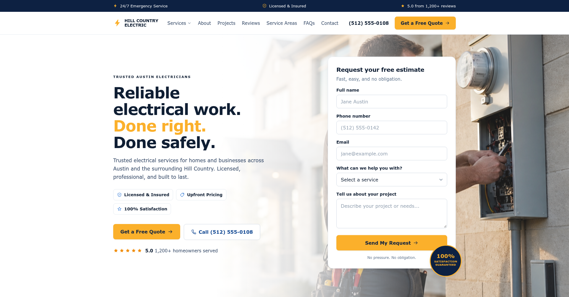 Electrician website design