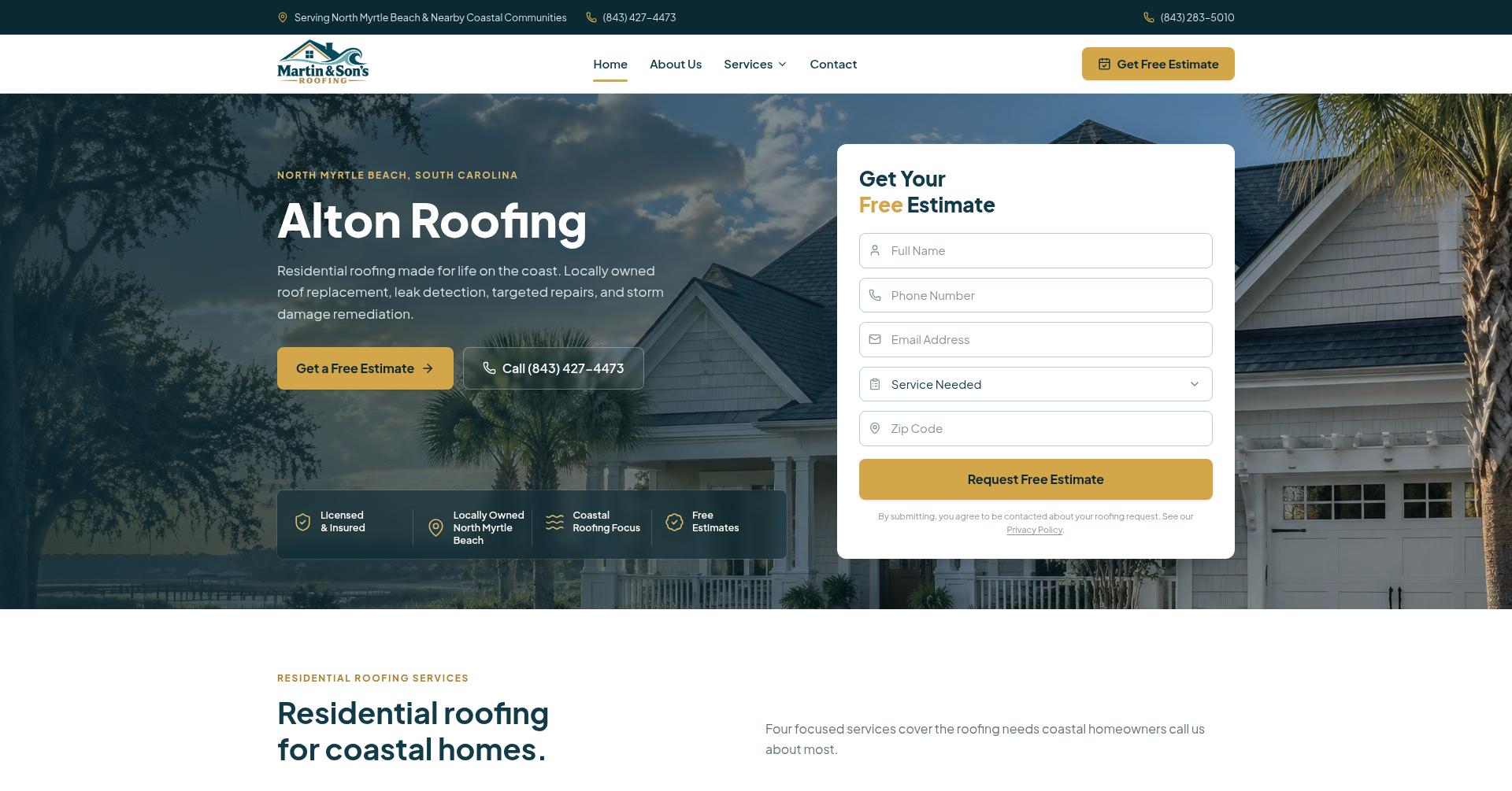 Roofing website design